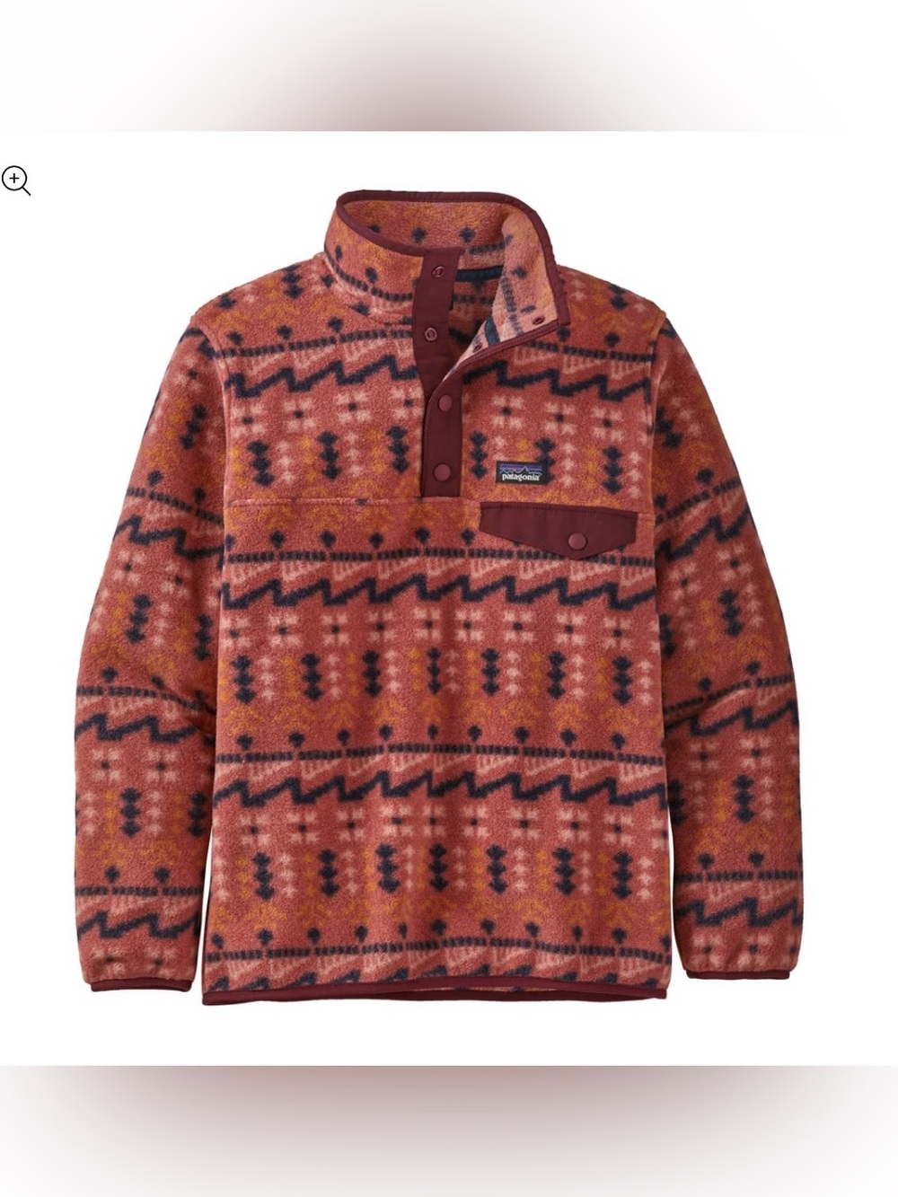 Patagonia Synchilla Snap-T Pullover Youth M 10 Wild Roots: Spanish Red Aztec